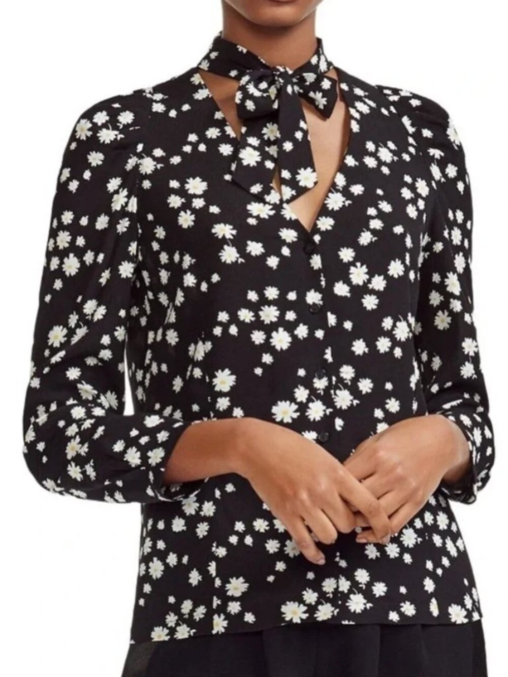 MAJE daisy print blouse with secretary bow